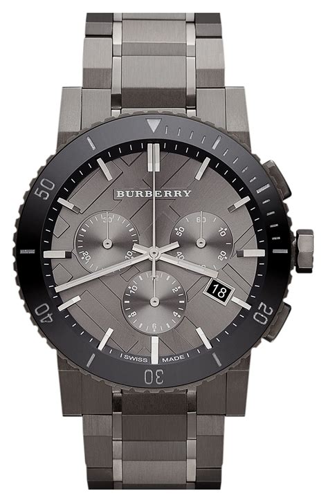 burberry men's check stamped bracelet watch 42mm|Burberry Chronograph Check Strap Watch for sale .